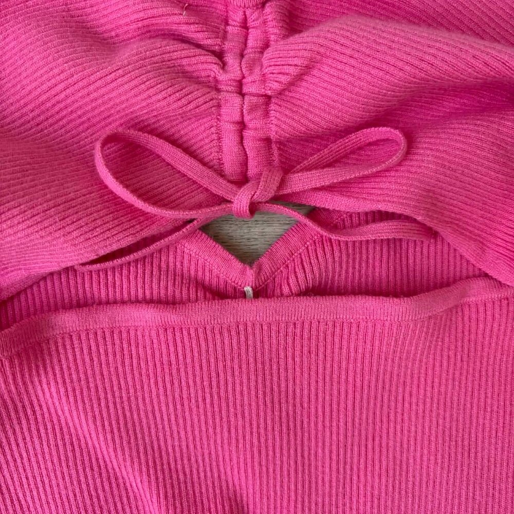 AE Cropped Ruched Sweater NWT - Pink - Size M - Picture 2 of 5